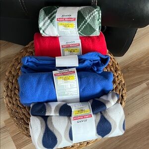 J.O.A. Fabric Remnant Set in Red, Green, Blue, and Gray